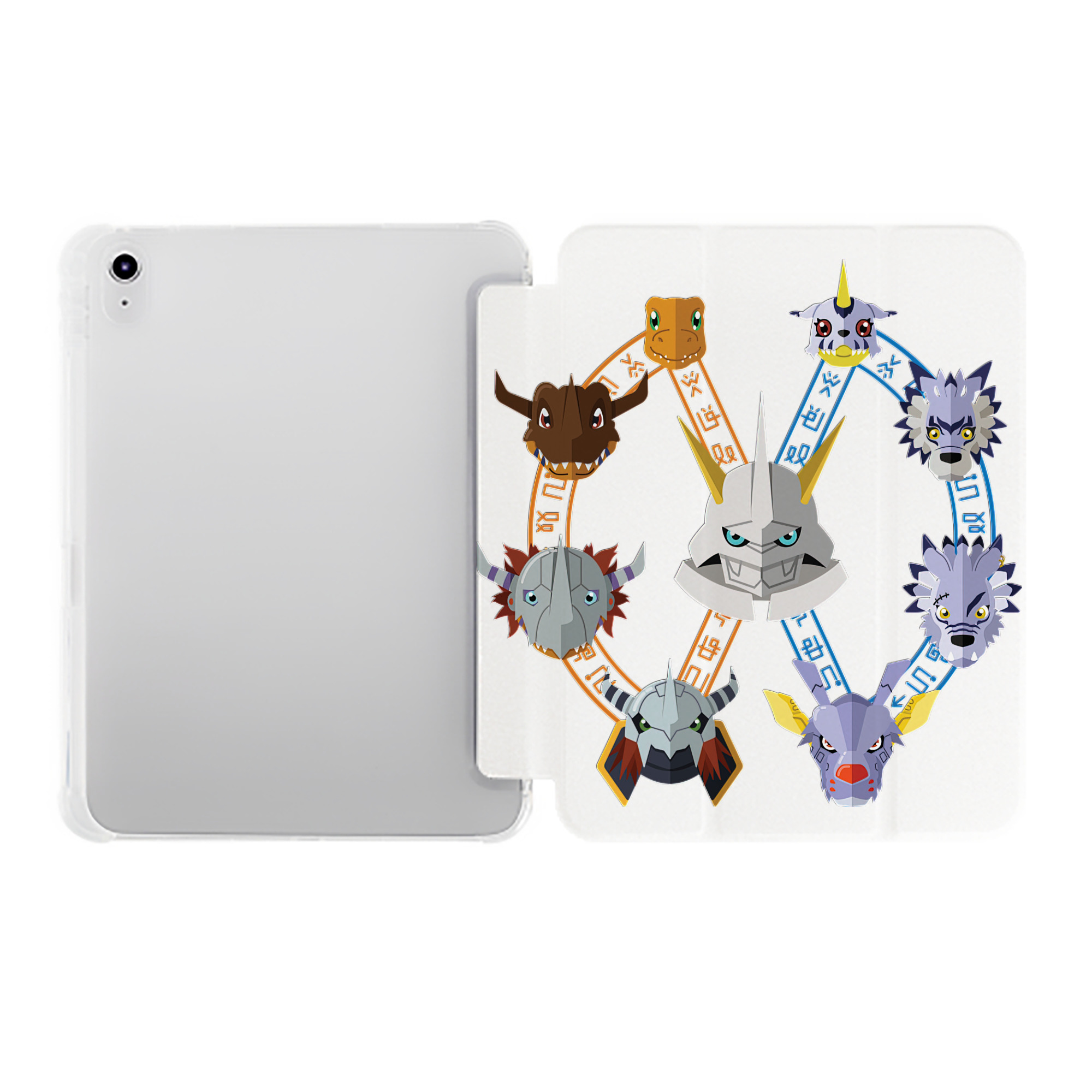 （画像用） Digimon デジタルモンスター/デジモン IPad ケース ペン収納付き 三つ折りスタンド PUレザー×シリコン 対応機種9.5/10.5/10.9インチ